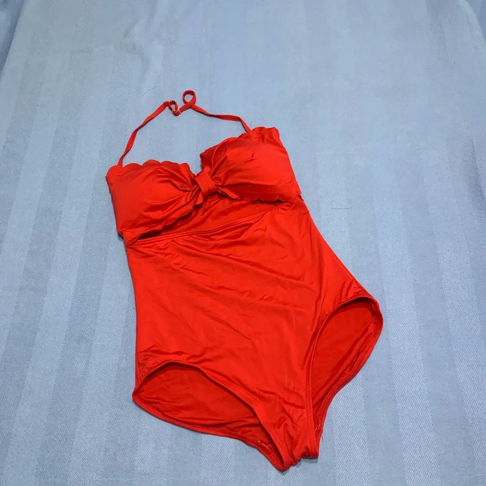 Kate Spade New York Women's Scalloped Cutout One Piece Swimsuit, Rosa Red, Large - Picture 2 of 7